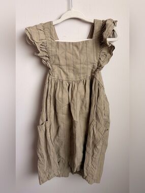 Zara Kids Ruffle Strap Dress in Olive Green
